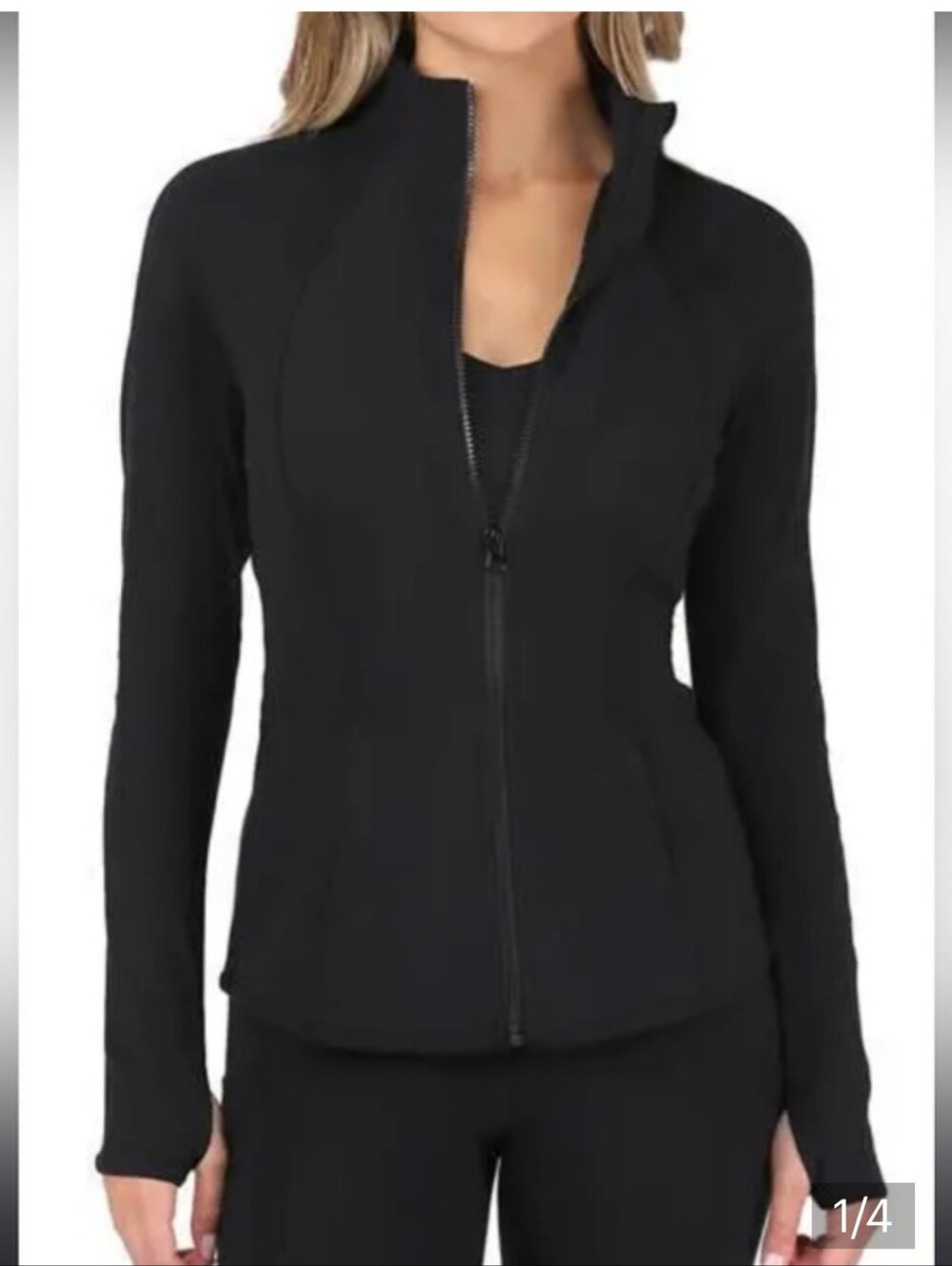 Yogalicious Women's Black Full-Zip Active Yoga Jacket.
